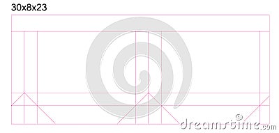 Paper bag packaging dieline Illustration 30x8 Stock Photo