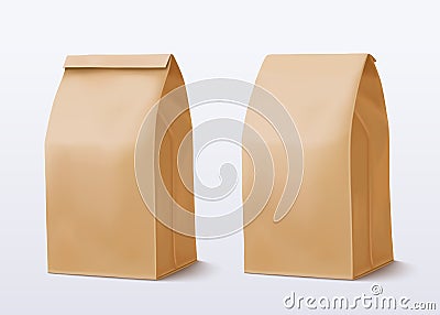 Paper bag on white background. Brown Shopping Bag. Two Craft package Cartoon Illustration