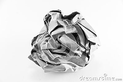 Paper ball - Crumpled sheet of free hand script writing paper isolated ., A screwed up piece of paper in round shape., Junk paper Stock Photo