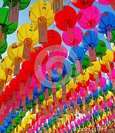 Paper balloons of various colors Editorial Stock Photo