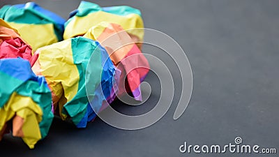 Paper balls made of wringled rainbow colored paper Stock Photo