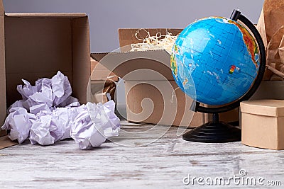 Paper balls and wood shavings filler for delivery. Stock Photo