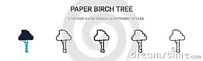 Paper birch tree icon in filled, thin line, outline and stroke style. Vector illustration of two colored and black paper birch Vector Illustration