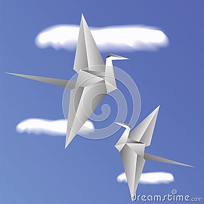 Paper birds Vector Illustration