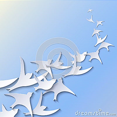 Paper birds Vector Illustration