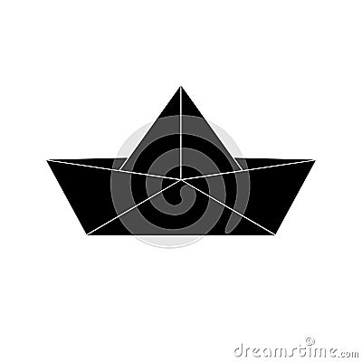 Origami paper boat black and white symbol Stock Photo