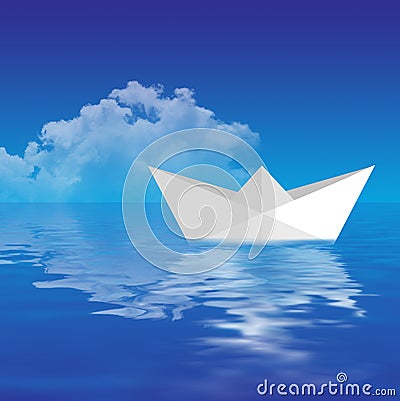 Paper Boat Floating Stock Photo