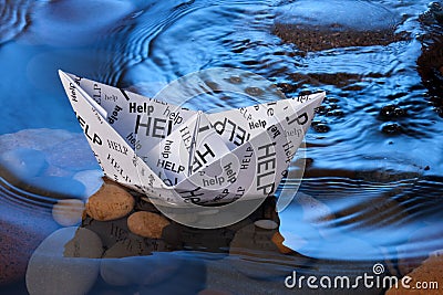 Paper Boat Help Stress Anxiety Stock Photo