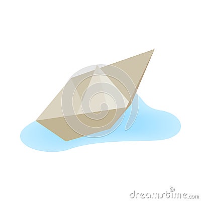 Paper boat icon, isometric 3d style Vector Illustration