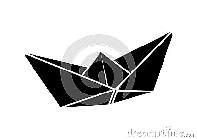 Paper boat origami icon fully resizable editable vector in black color Stock Photo