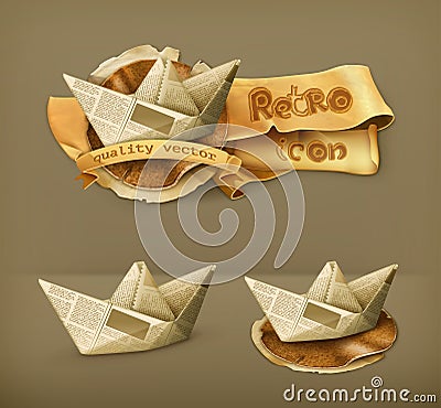 Paper boats icons Vector Illustration