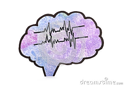 Paper brain cutout on white background. Epilepsy awareness Stock Photo