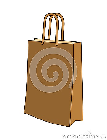Paper carry bag brown clip art illustration vector isolated Vector Illustration