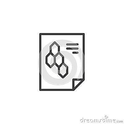 Paper with a chemical formula outline icon Vector Illustration