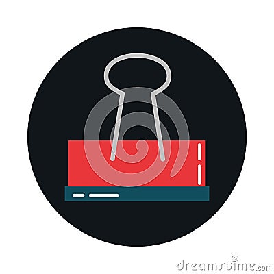 Paper clip office or school supply block and flat style icon Vector Illustration