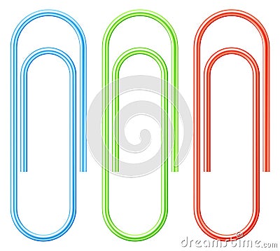 Paper clip set. Different colors office attach Vector Illustration