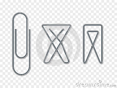 Paper clip set for note attach. Blank papperclip . Business template design for document Vector Illustration