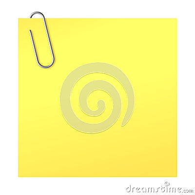 Paper clip and yellow sticker Vector Illustration