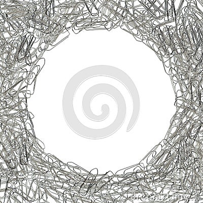 Paper clips forming a circular frame Stock Photo