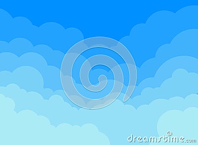 Paper clouds and blue sky background. Vector Illustration