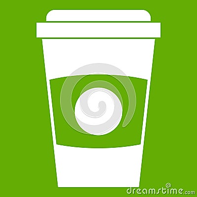 Paper coffee cup icon green Vector Illustration