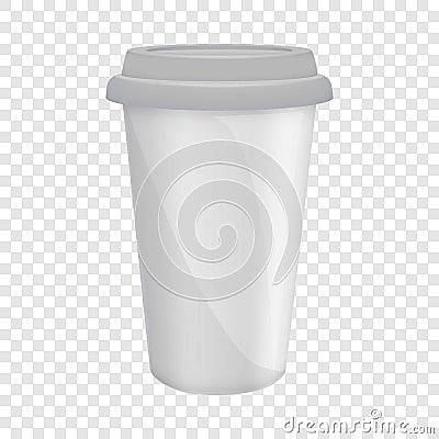 Paper coffee cup with lid mockup, realistic style Vector Illustration