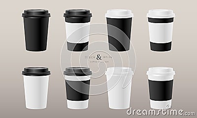 Paper coffee cups realistic set Vector Illustration