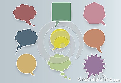 Paper Colored Communication Bubbles Vector Illustration