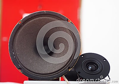 Paper cone loudspeaker driver with double cone Stock Photo