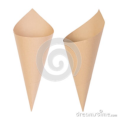 Paper cornets isolated on white background Stock Photo