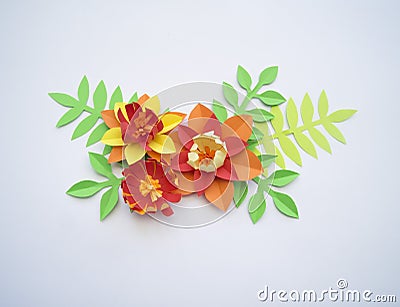 Paper craft Flower Decoration Concept. Stock Photo