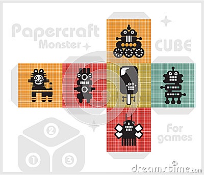 Paper cube for children games and decoration. Vector Illustration