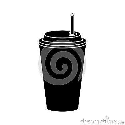 paper cup soda straw pictogram Cartoon Illustration