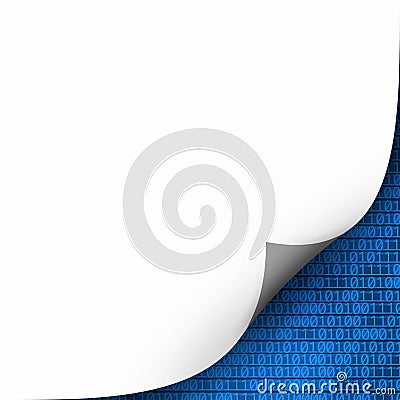 Paper curl and binary code Stock Photo