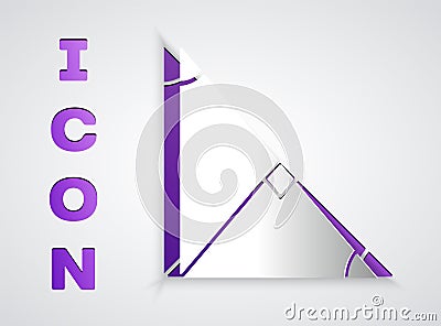Paper cut Angle bisector of a triangle icon isolated on grey background. Paper art style. Vector Vector Illustration