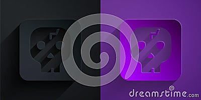 Paper cut Archeology icon isolated on black on purple background. Paper art style. Vector Stock Photo
