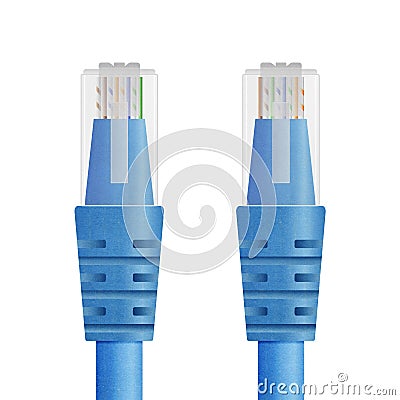 Paper cut of blue cable for ethernet, internet network or lan li Stock Photo