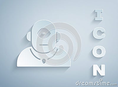 Paper cut Cyclops icon isolated on grey background. Paper art style. Vector Vector Illustration