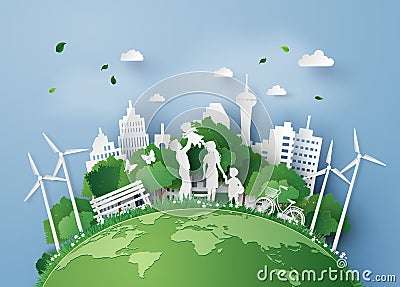 Paper cut of eco Vector Illustration