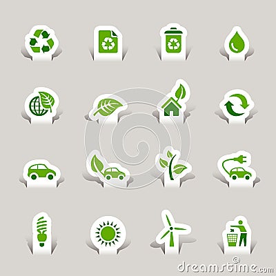 Paper Cut - Ecological Icons Vector Illustration