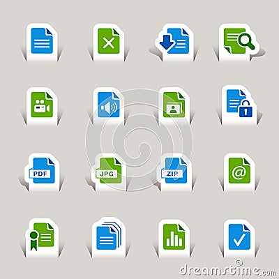 Paper Cut - File format icons Vector Illustration