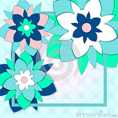 Paper Cut Floral Greeting Card. Vector Illustration