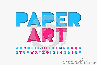 Paper cut font Vector Illustration