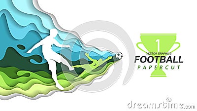 Paper cut football Vector Illustration