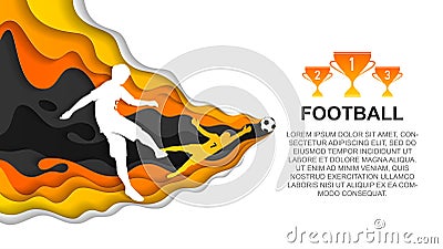 Paper cut football Vector Illustration