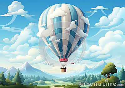 Paper cut illustration, whimsical balloons, adventure background Cartoon Illustration