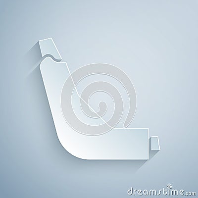 Paper cut Inhaler icon isolated on grey background. Breather for cough relief, inhalation, allergic patient. Paper art style. Stock Photo