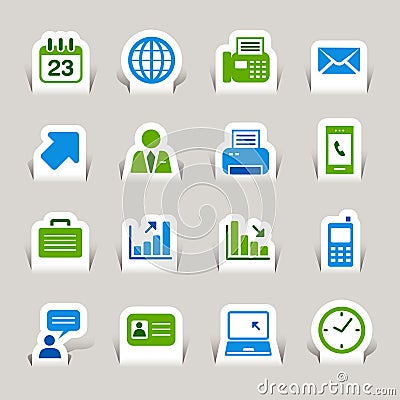 Paper Cut - Office and Business icons Vector Illustration
