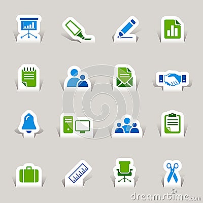 Paper Cut - Office and Business icons Vector Illustration