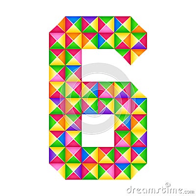 Origami number 6. Realistic 3D origami effect isolated. Figure of alphabet, digit. Stock Photo